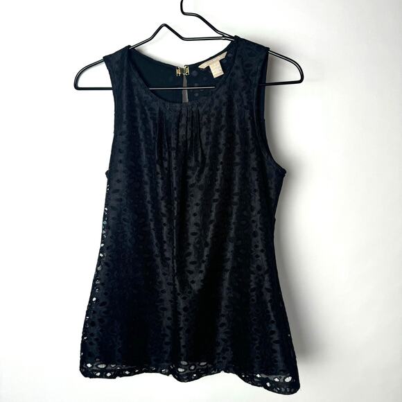 Banana Republic Tops - Banana Republic Sleeveless Top Black Eyelet Blouse Layered Size S